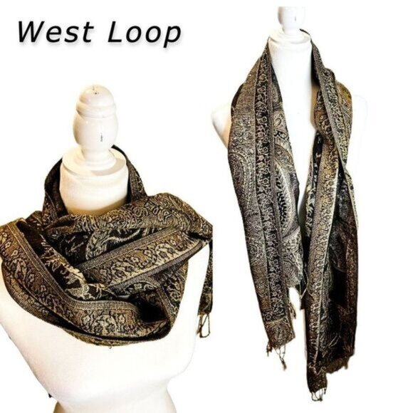 West Loop‎ Luxurious Jacquard Pashmina Shawl Wrap Fringe Scarf - Picture 1 of 7